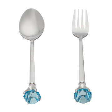 Blue Crystal Cutlery Set (Spoon & Fork)